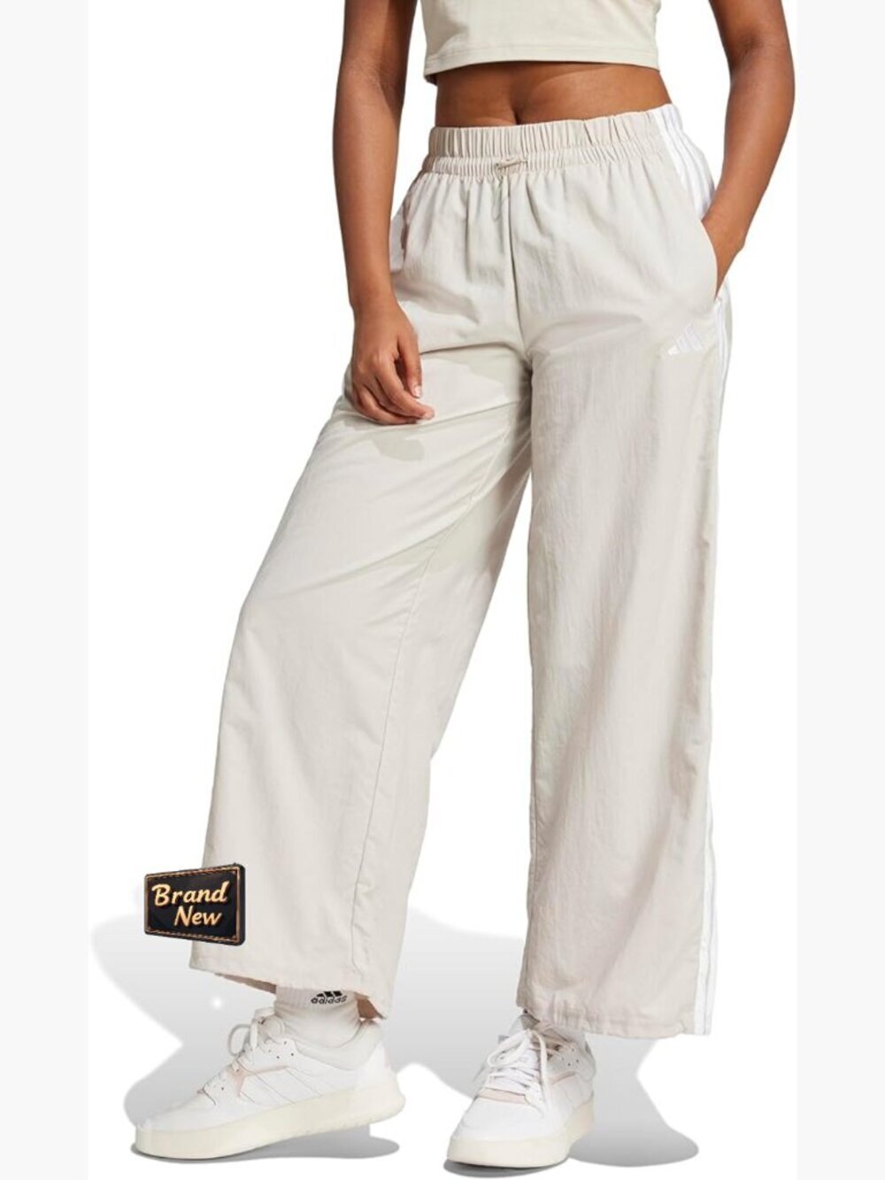 Essentials 3-Stripes Woven Parachute Pants, Loose Fit Track Pants with